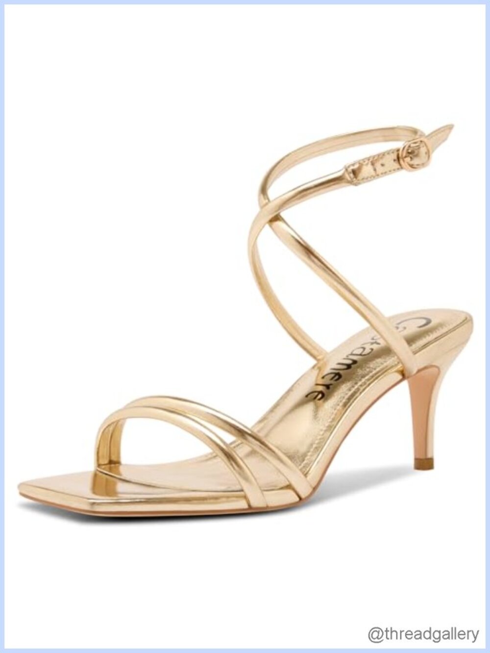 Castamere Womens Mid Kitten Heel Open Square Toe Ankle Strap Sandals 2.6 Inch